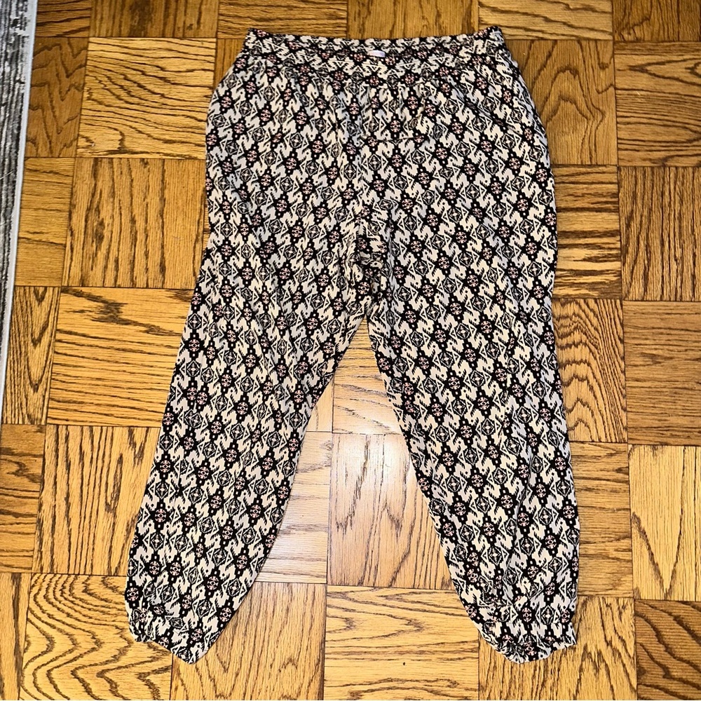 Xhiliration Boho Printed Batik Harem Jogger Pants XL